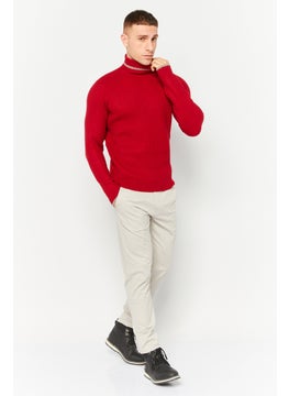 Sorbino Men Turtle Neck Knitted Long Sleeves Sweatshirt, Red  - Image 2