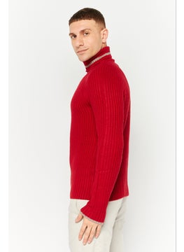 Sorbino Men Turtle Neck Knitted Long Sleeves Sweatshirt, Red  - Image 3