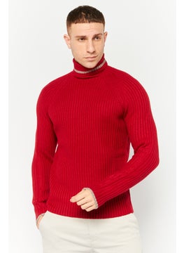 Sorbino Men Turtle Neck Knitted Long Sleeves Sweatshirt, Red  - Image 1