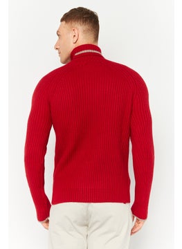 Sorbino Men Turtle Neck Knitted Long Sleeves Sweatshirt, Red  - Image 4