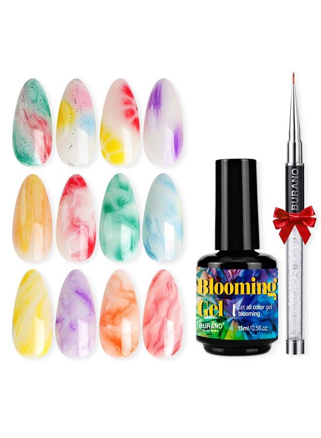 BURANO Nail Blooming Gel Uv Led Clear Blooming Gel Nail Polish For Spreading Effect 15Ml 0.5 Floz With Nail Brush (Blooming Clear) - Image 1
