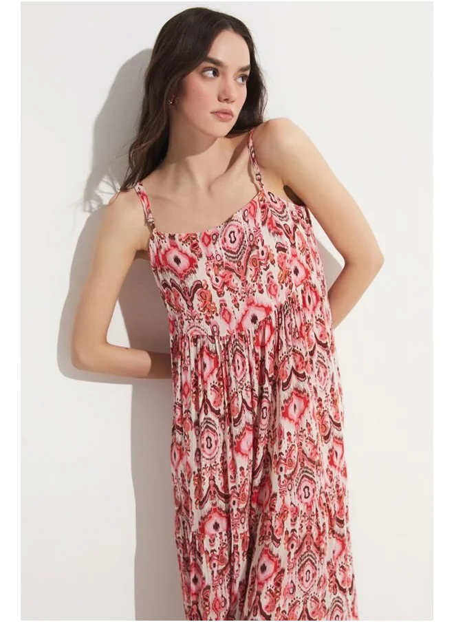 JUNE June Patterned Viscose Dress Fuchsia