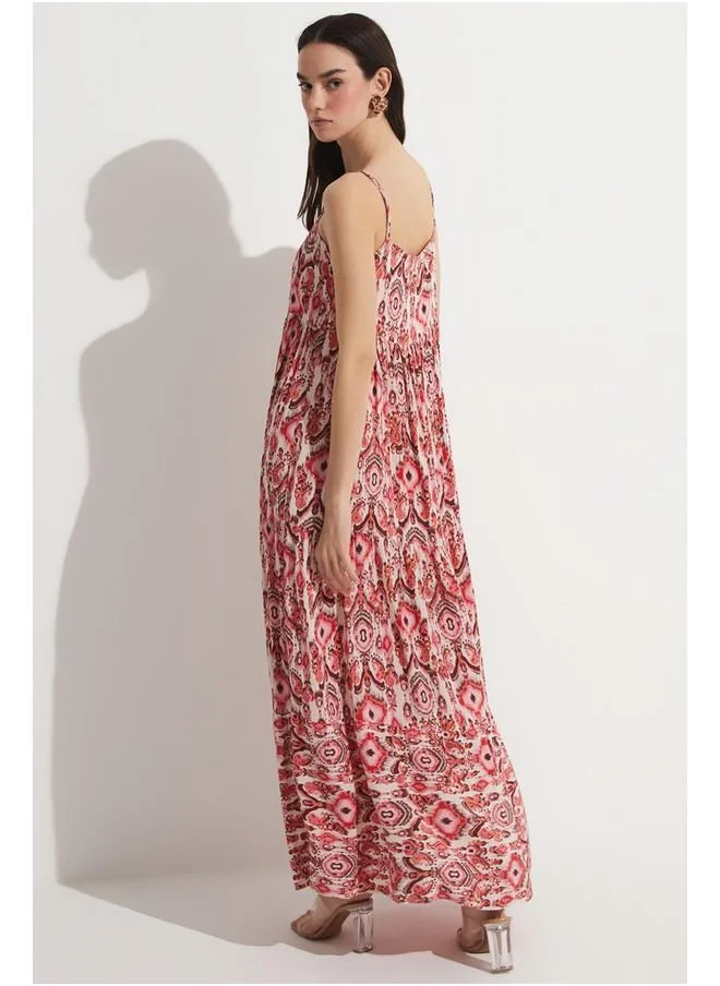 JUNE June Patterned Viscose Dress Fuchsia