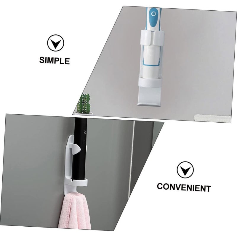 Amosfun 5 Pack Wall Mounted Electric Toothbrush Holder With Adhesive Back Design Space Saving Bathroom Organizer For Electric Toothbrushes And Towels Rack Easy Installation White - Image 3