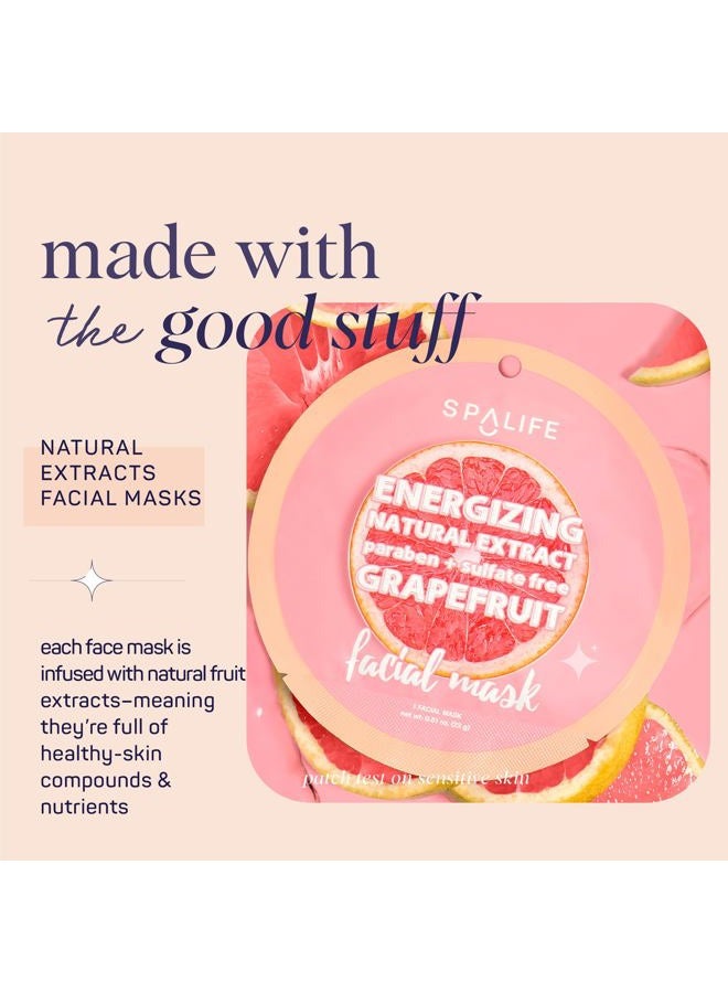 SpaLife Beauty Fruit Facial Sheet Masks 24 Pack – Face Masks Skincare Set – Hydrating Face Masks – 6 Natural Fruit Extract Formulas – Orange, Grapefruit, Coconut, Cherry, Avodcado, Cucumber - Image 4