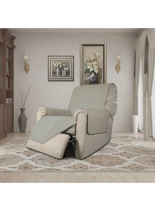 Easy-Going Recliner Chair Slipcover Reversible Sofa Cover Water Resistant Couch Cover Furniture Protector with Elastic Straps for Pets Kids Children Dog Cat (Recliner, Beige/Beige) - Image 2