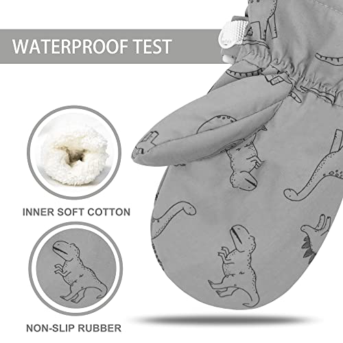 Fynnsure Toddler Mittens Lined Fleece Snow Gloves for Boys Girls Kids Winter Ski Gloves Baby Mittens Gray 4-6 Years - Image 2