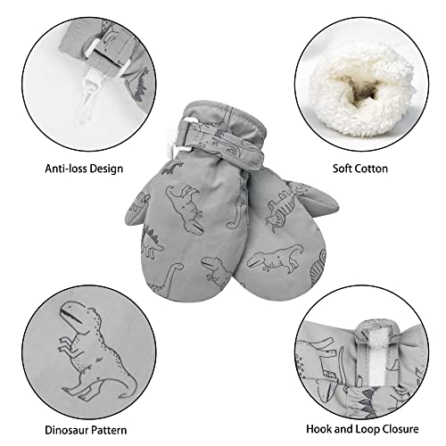 Fynnsure Toddler Mittens Lined Fleece Snow Gloves for Boys Girls Kids Winter Ski Gloves Baby Mittens Gray 4-6 Years - Image 4