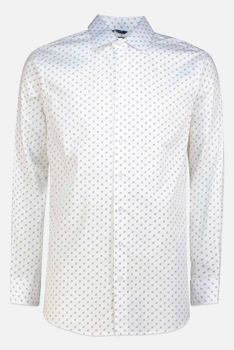 Chaps Men Regular Fit Allover Print Long Sleeve Dress Shirt, White - Image 2