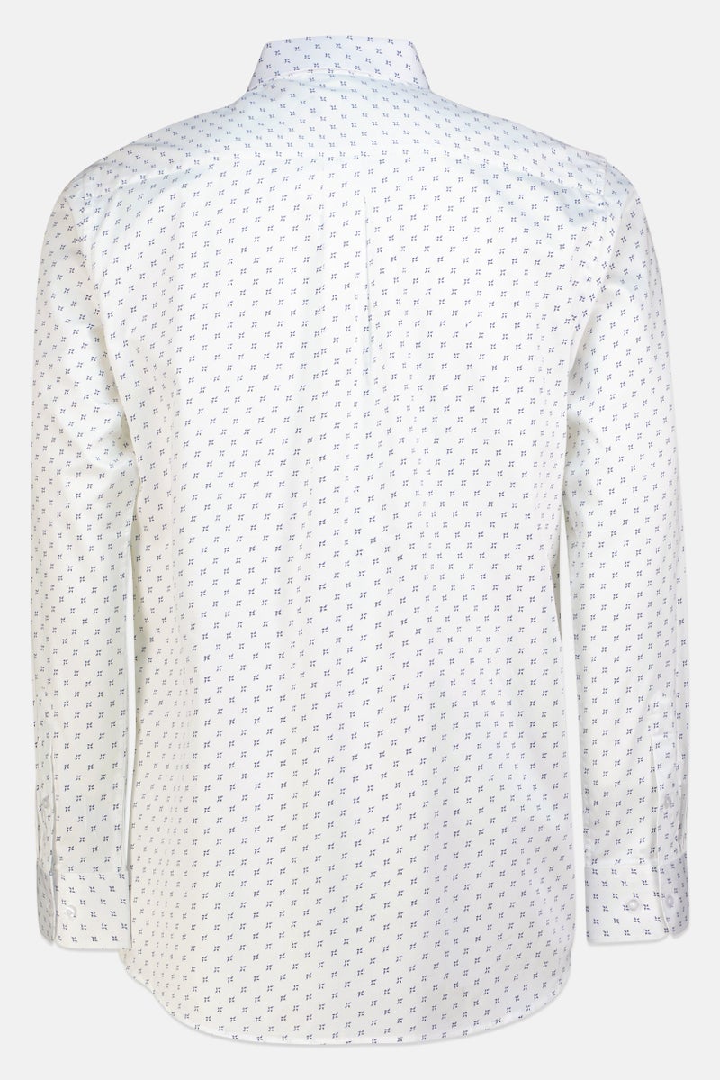 Chaps Men Regular Fit Allover Print Long Sleeve Dress Shirt, White - Image 3