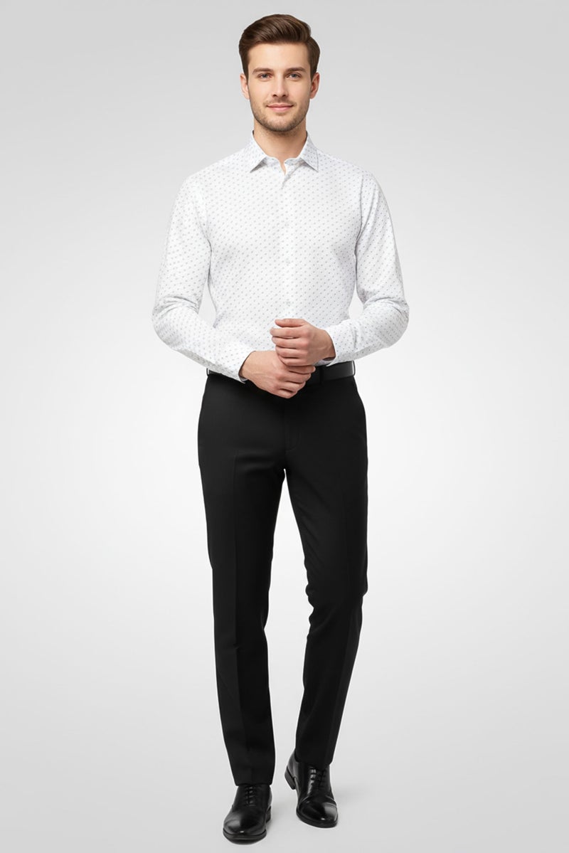 Chaps Men Regular Fit Allover Print Long Sleeve Dress Shirt, White - Image 1