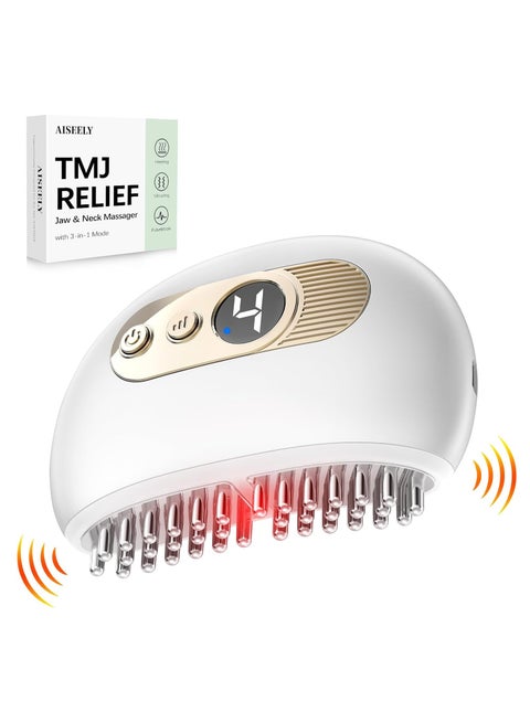 TMJ Relief Products Jaw, 3 In 1 Jaw & Neck Relief Massager, Vibration & Heating & Plusmode, Ergonomic Multi-Needle Design for Jaw & Neck Pain Relief, Grinding and Clenching Teeth Relief, White