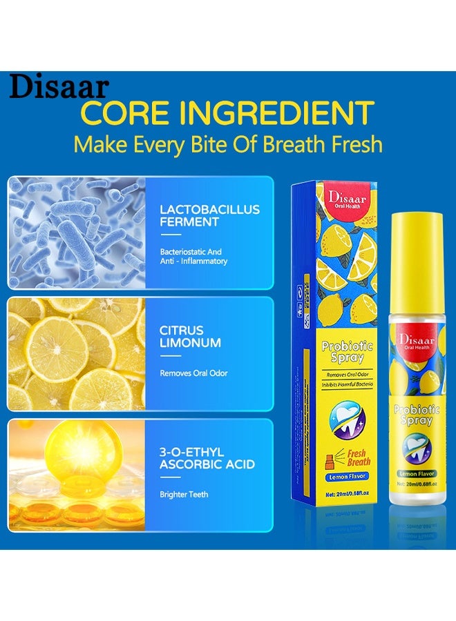 Disaar Probiotic Freshness Breath Spray, Multi Effeet Fresh Oral Spray 20ml, Bad Breath Treatment For Adults, Lemon Flavor Mouth Freshener, Effective Mouth Spray, Breath Freshener Spray, Oral Care Spray, Mouth Healthy Care - Image 3