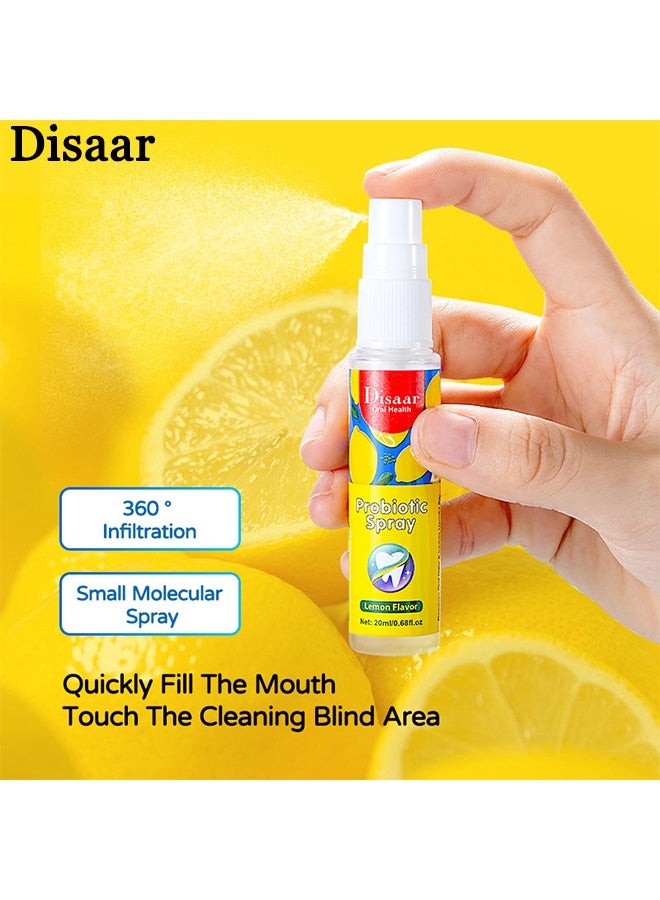 Disaar Probiotic Freshness Breath Spray, Multi Effeet Fresh Oral Spray 20ml, Bad Breath Treatment For Adults, Lemon Flavor Mouth Freshener, Effective Mouth Spray, Breath Freshener Spray, Oral Care Spray, Mouth Healthy Care - Image 4