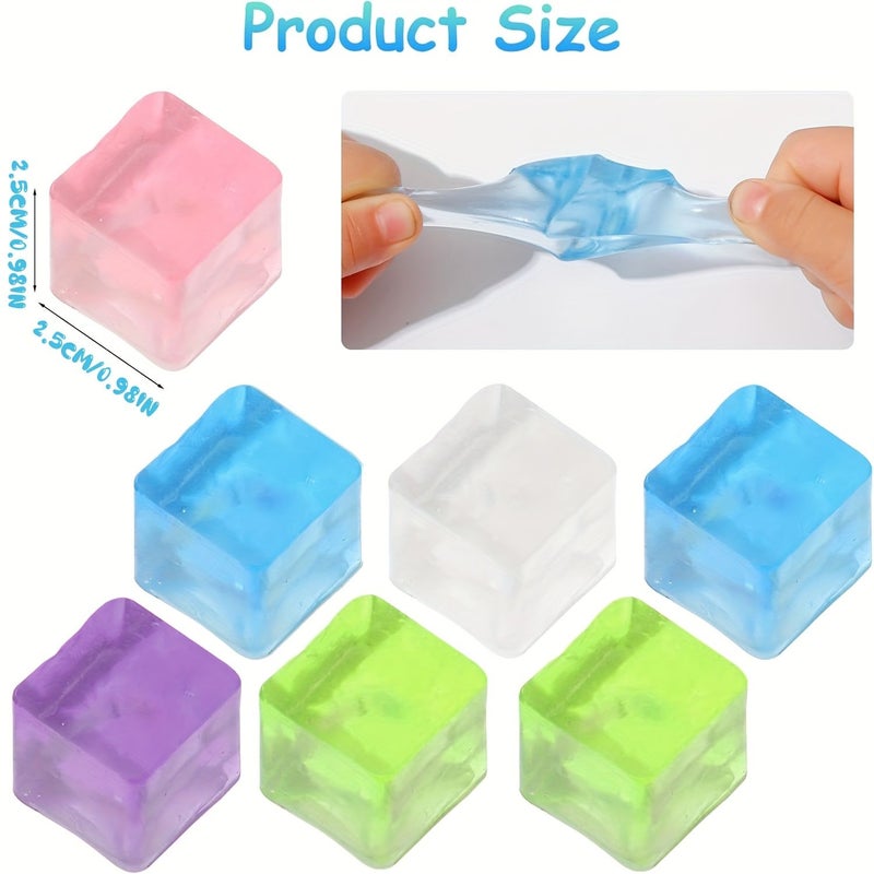 6pcs Mixed Colors Translucent Squeeze Square Toys Party Favors Gift Bag - Image 3