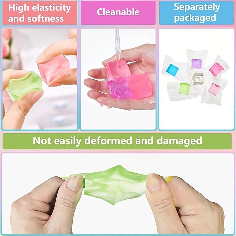 6pcs Mixed Colors Translucent Squeeze Square Toys Party Favors Gift Bag - Image 2