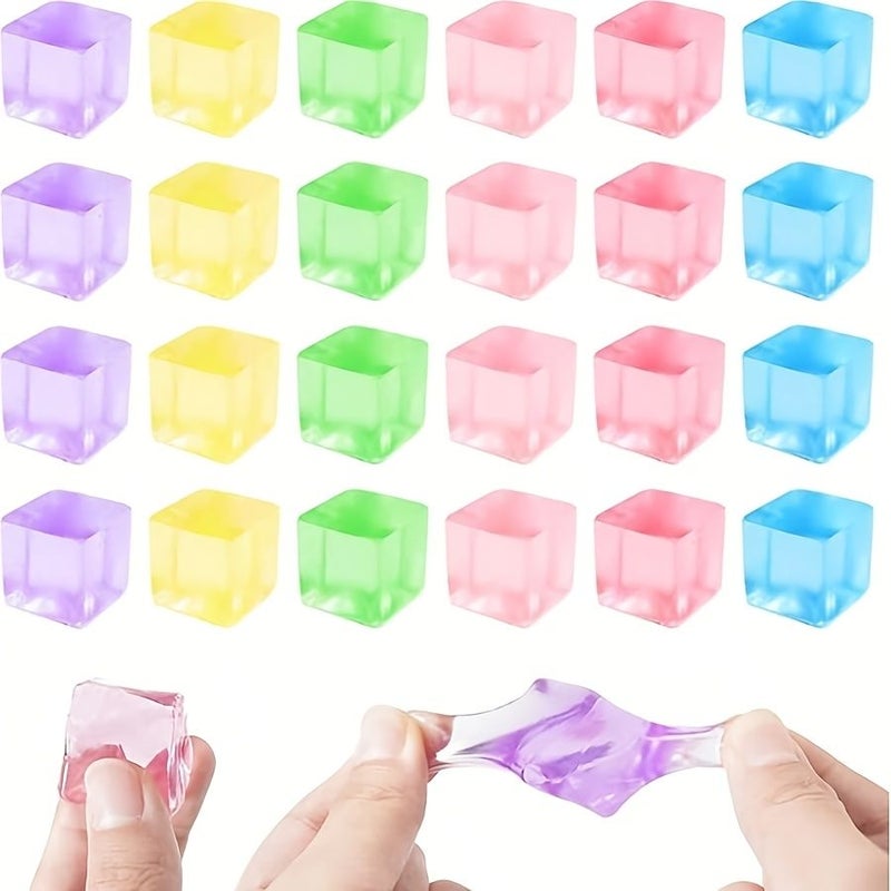 6pcs Mixed Colors Translucent Squeeze Square Toys Party Favors Gift Bag - Image 1