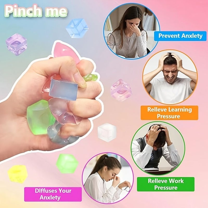 6pcs Mixed Colors Translucent Squeeze Square Toys Party Favors Gift Bag - Image 5