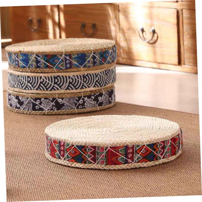 PRETYZOOM Hand Woven Straw Floor Pillow Yoga Seat Cushion for Meditation Natural Woven Design Comfortable Sitting Cushion for Living Room Bedroom and Zen Spaces - Image 4