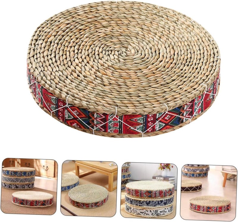 PRETYZOOM Hand Woven Straw Floor Pillow Yoga Seat Cushion for Meditation Natural Woven Design Comfortable Sitting Cushion for Living Room Bedroom and Zen Spaces - Image 5
