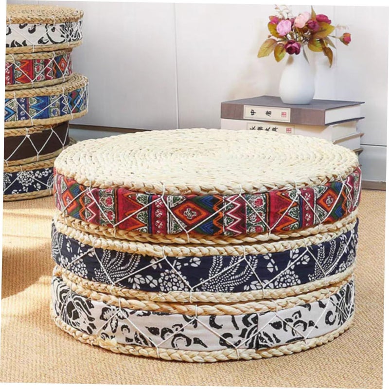 PRETYZOOM Hand Woven Straw Floor Pillow Yoga Seat Cushion for Meditation Natural Woven Design Comfortable Sitting Cushion for Living Room Bedroom and Zen Spaces - Image 2