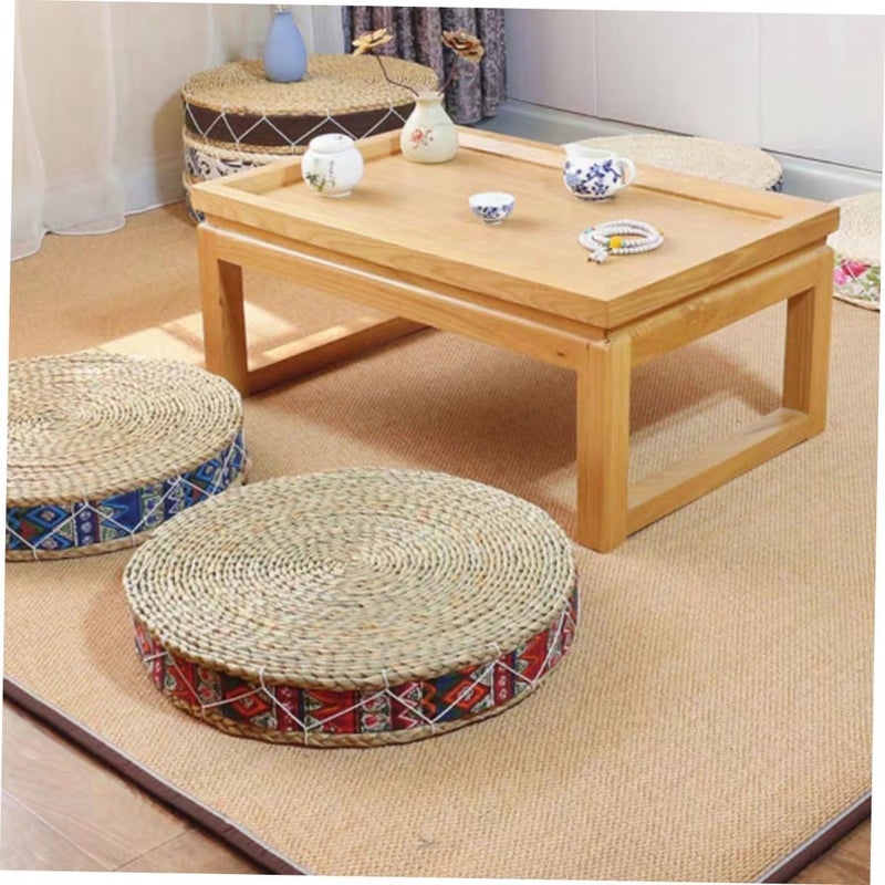 PRETYZOOM Hand Woven Straw Floor Pillow Yoga Seat Cushion for Meditation Natural Woven Design Comfortable Sitting Cushion for Living Room Bedroom and Zen Spaces - Image 3
