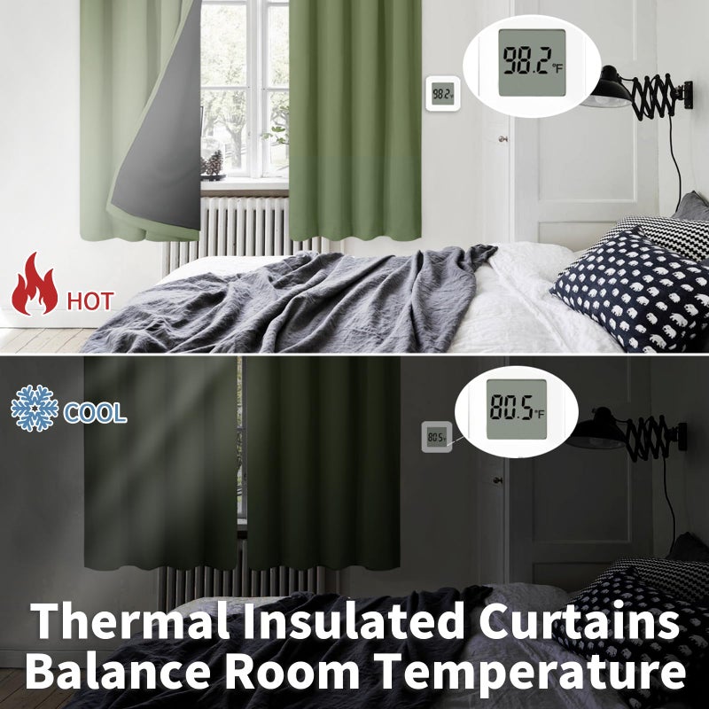 BGment Blackout Curtains for Bedroom 63 Inch Length, Thermal Insulated Full Room Darkening Noise Cancelling Window Curtains Drapes with Rod Pocket, 2 Panels, Each Panel 52 Inch Wide, Grass Green - Image 4