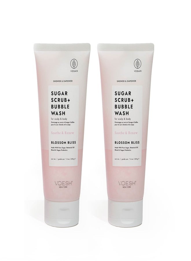 VOESH Sugar Scrub + Bubble Wash, Exfoliating Body Scrub & Body Wash, Blossom Bliss 2 Pack, Scalp Scrub, Scalp Care, Shower Sugar Scrub, Vegan Body Care - Image 1