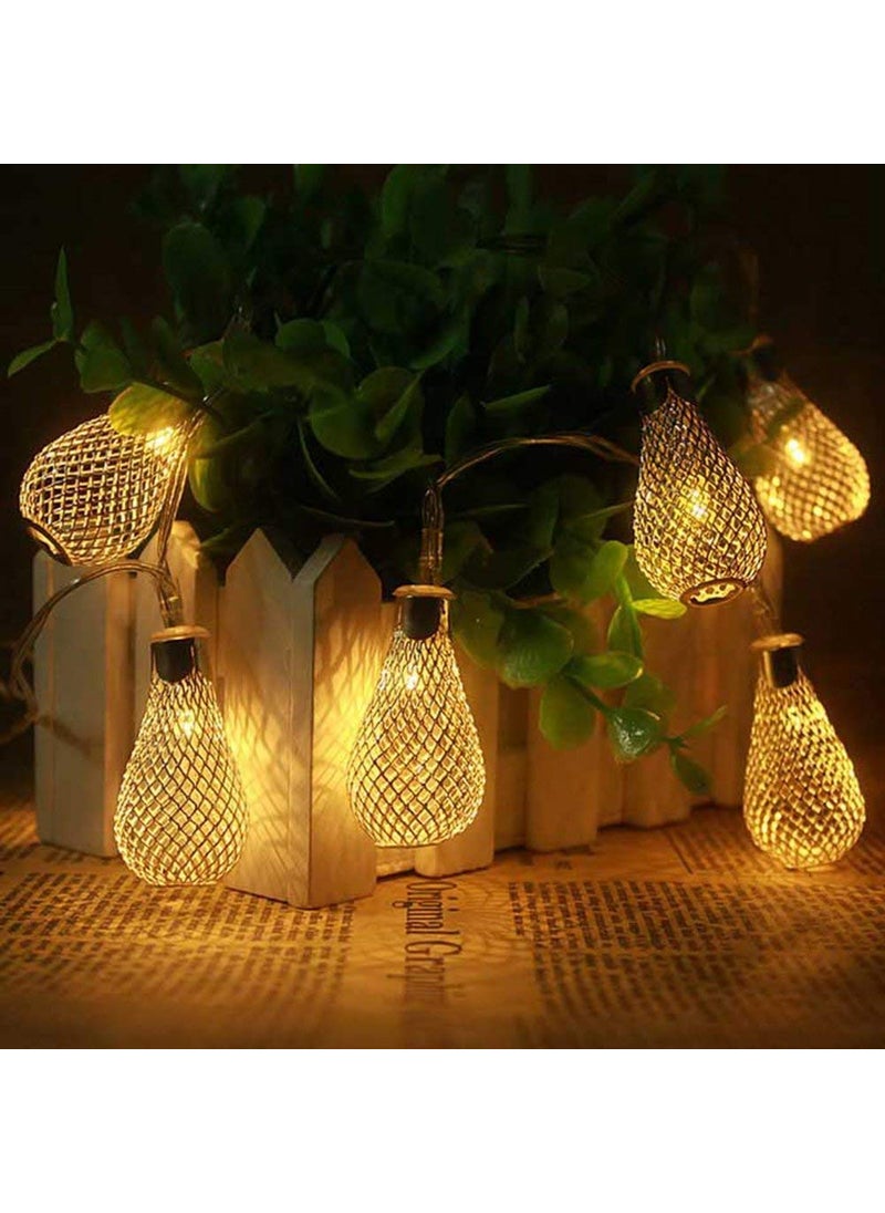 Generic Crystal Zone Combo of 16 LED Big Metal Rain Drop Shape Decorative LED Fairy String Starry Lights and 16 LED 4 Meter Silicone Blooming Flower Fairy String Lights Pack of 2  - Image 3