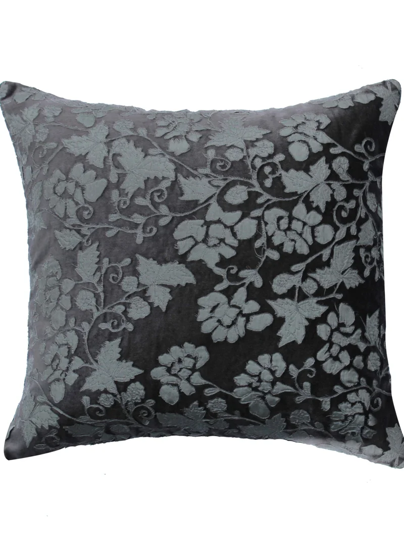 Tohfa Luxe Charcoal Flower Decorative Cushion with filler