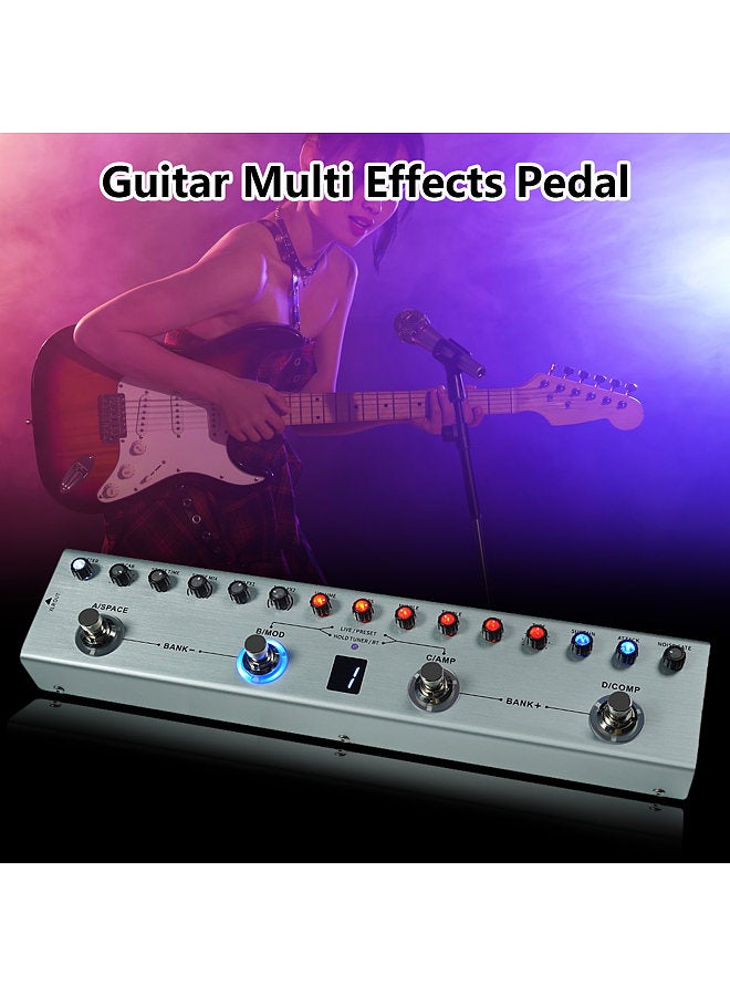 Generic Bass Multi Effects Pedal 3 Band Equalizers XLR Balanced Output 3 Delays 3 Reverbs Bass Effects Pedal BT Connection Type-C Rechargeable  - Image 1