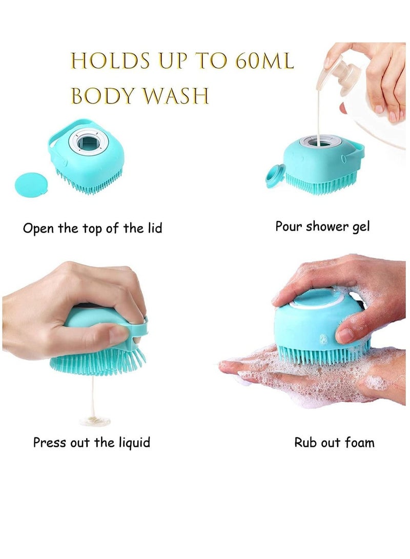 2 in 1 Silicone Bath Body Brush with Shampoo Dispenser For women Blue - Image 4