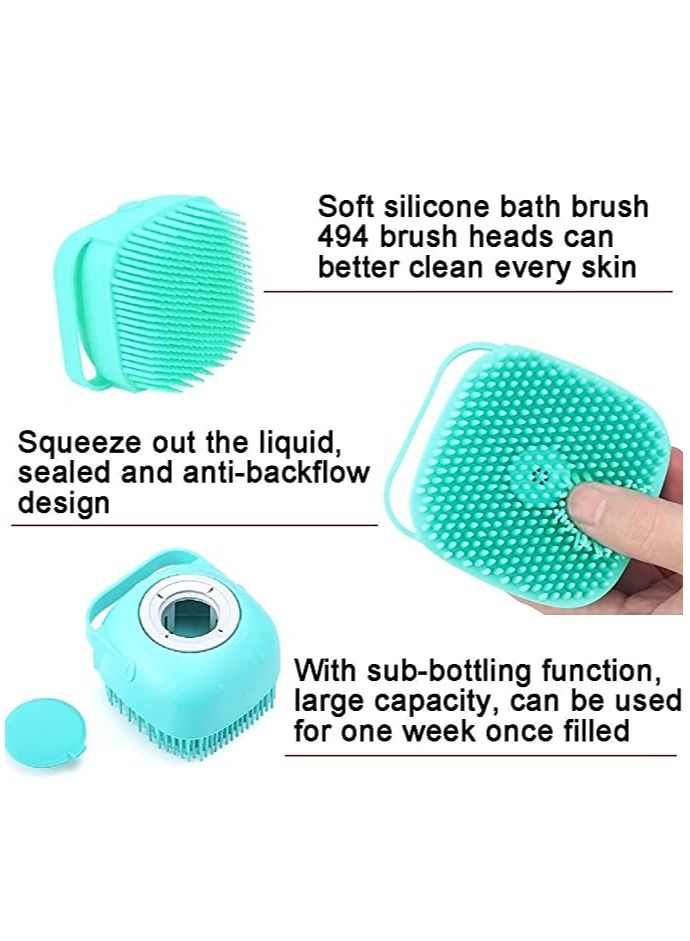 2 in 1 Silicone Bath Body Brush with Shampoo Dispenser For women Blue - Image 3