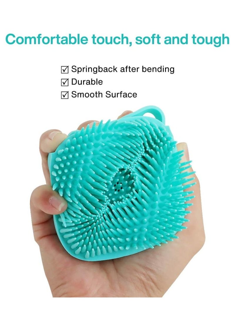 2 in 1 Silicone Bath Body Brush with Shampoo Dispenser For women Blue - Image 5