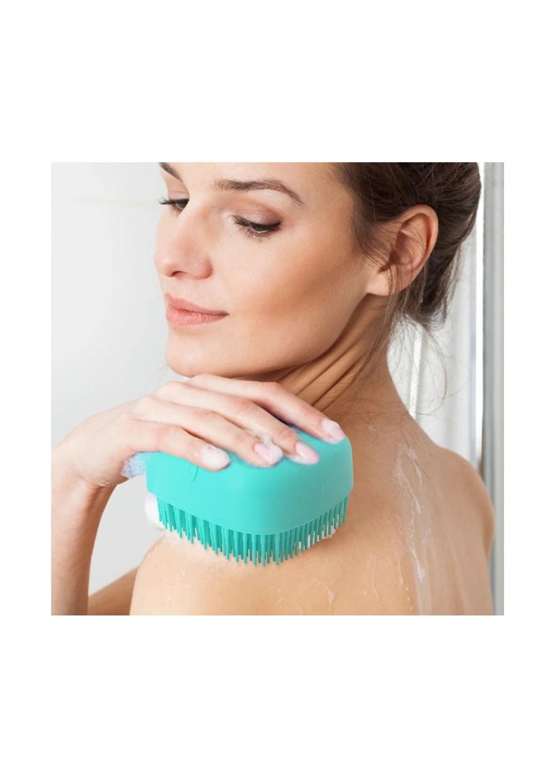 2 in 1 Silicone Bath Body Brush with Shampoo Dispenser For women Blue - Image 2