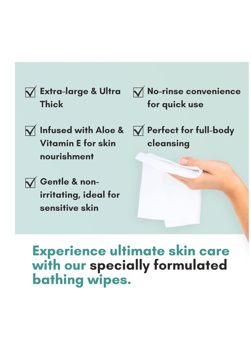 nurture - Nurture XL Ultra Thick Body Wipes for Adults w/Aloe | 40 Extra Large Disposable Cloth Wet Cleansing No Rinse Bathing Washcloths, Waterless Shower | Bath Wipe for Women, Men & Elderly - Image 1