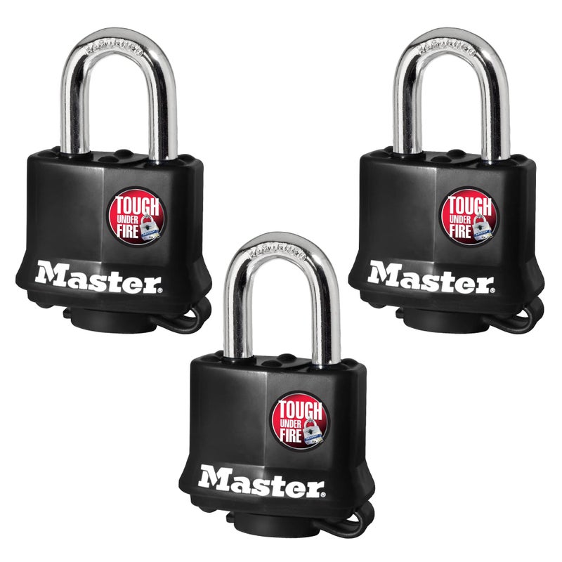 Master Lock Master Lock 311TRI Keyed Alike Laminated Steel Padlock , 3-Pack , Black  - Image 1