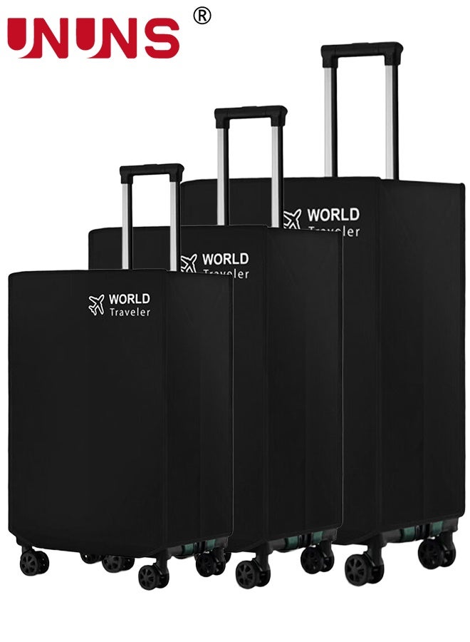 UNUNS غطاء حقائب السفر، 3 قطع أغطية حقائب غير منسوجة مضادة للغبار لحماية الحقائب أثناء السفر، مجموعة أغطية حقائب لحقائب 20 24 28 بوصة، أسود - Image 1