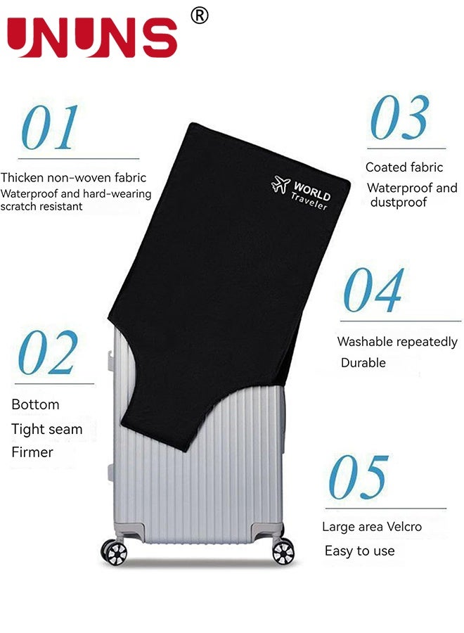 UNUNS غطاء حقائب السفر، 3 قطع أغطية حقائب غير منسوجة مضادة للغبار لحماية الحقائب أثناء السفر، مجموعة أغطية حقائب لحقائب 20 24 28 بوصة، أسود - Image 3