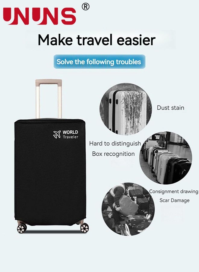 UNUNS غطاء حقائب السفر، 3 قطع أغطية حقائب غير منسوجة مضادة للغبار لحماية الحقائب أثناء السفر، مجموعة أغطية حقائب لحقائب 20 24 28 بوصة، أسود - Image 2