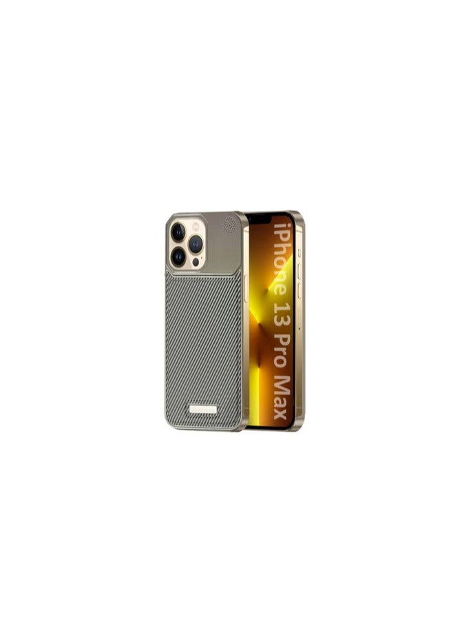 CATANES iPhone 13 Pro Max Case Leather Metal Design, Slim Lightweight Minimalist Cover - Image 1