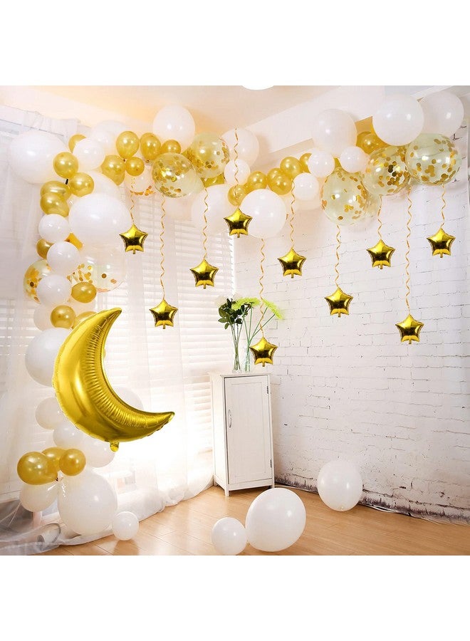 TOYXE Moon Star Foil with Metallic and Confetti Latex Balloons Set of 65 Pcs - Image 1