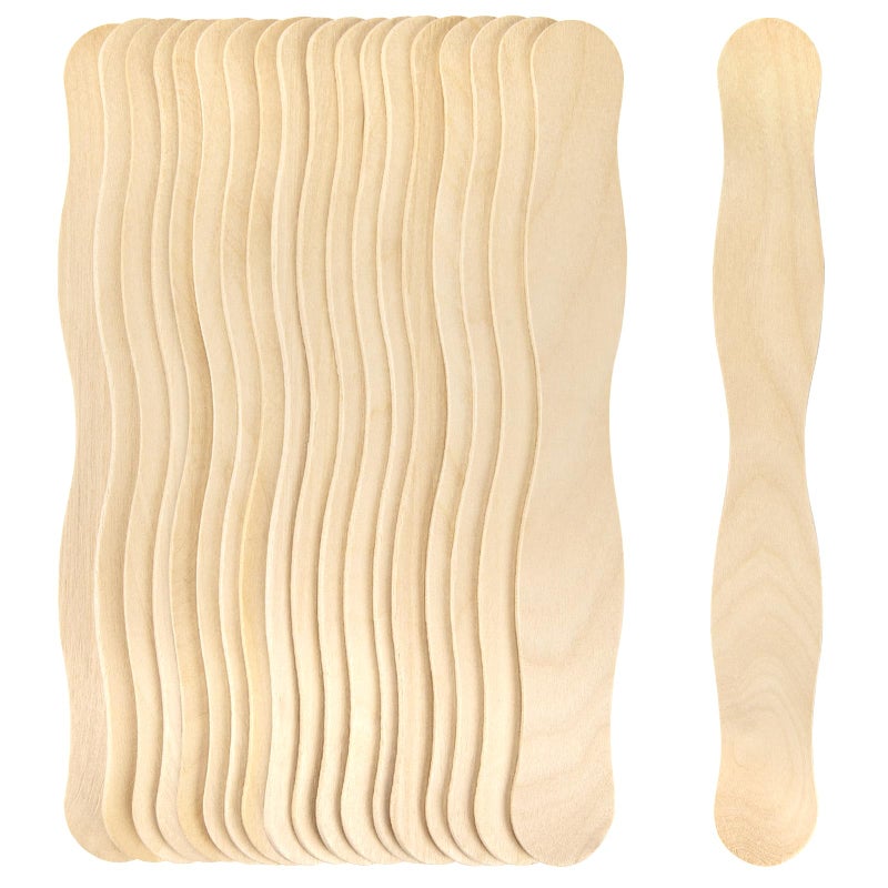 WISYOK 8 inch Craft Sticks, 20 Pack Wood Wavy Sticks, Fan Handles, Large Popsicle Sticks for Crafts, Wedding Programs, DIY Crafting, Painting Mixing - Image 1