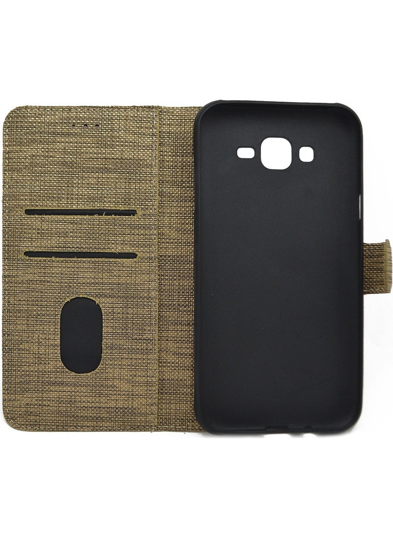 TahTicMer Samsung S8 G950 Case Sports Wallet Fabric Credit Card Money Compartment Stand Gold  - Image 2