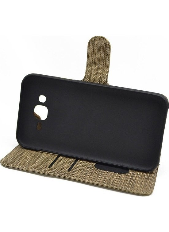 TahTicMer Samsung S8 G950 Case Sports Wallet Fabric Credit Card Money Compartment Stand Gold  - Image 3