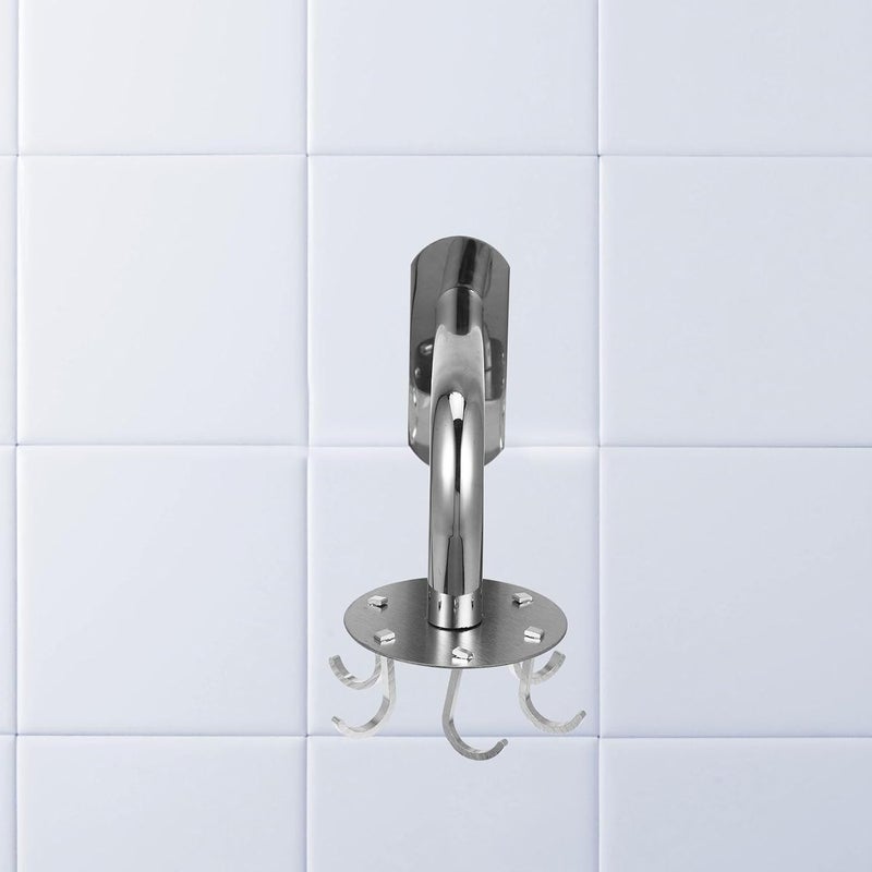 Stainless Steel Rotating Bathroom Hook No Punching Traceless Multi-Function Anti-Rust Hanging Hooks for Kitchen and Bathroom, 6pcs - Image 4