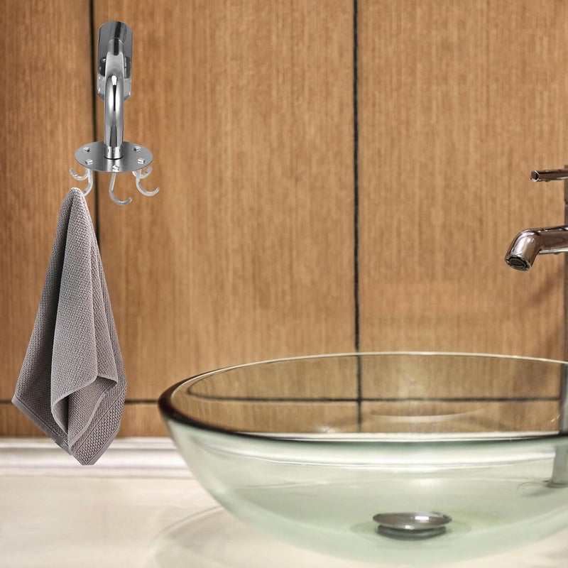 Stainless Steel Rotating Bathroom Hook No Punching Traceless Multi-Function Anti-Rust Hanging Hooks for Kitchen and Bathroom, 6pcs - Image 5