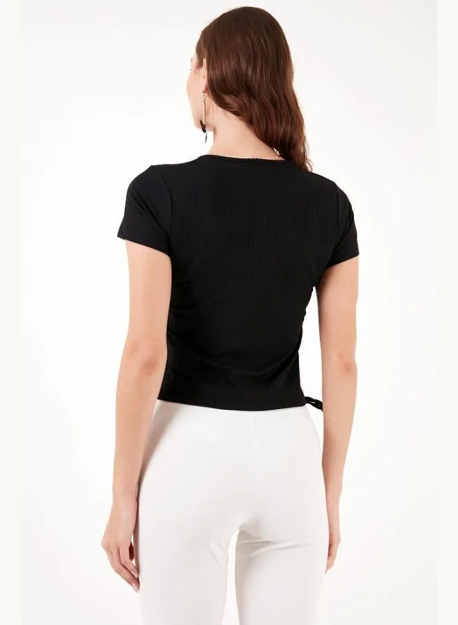Lela  Lela Slim Fit V-Neck Blouse with Gathered Sides Women's Blouse 5864011 for Women | Best Price UAE