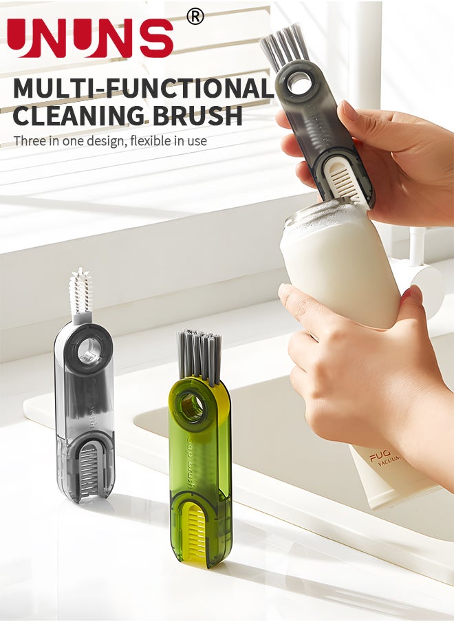 UNUNS 2PCS 3 in 1 Cleaning Brush,Cup Lid Cleaning Brush Set,Bottle Cleaning Brushes,Cup Brushes Bottle Brushes,Multi-Functional Crevice Cleaning Brush  - Image 2