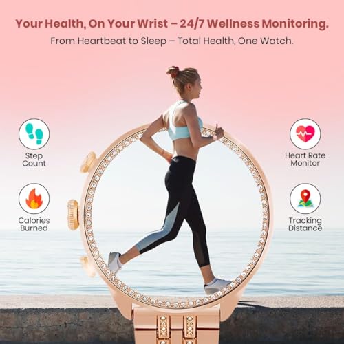 PunnkFunnk GEN 12 Smart Watch Specially Made for Girls & Womens Music Smartwatch with Golden Strap | 1.30 Inch Amoled Sunlight Proof Display (Diamond Gold) - Image 2